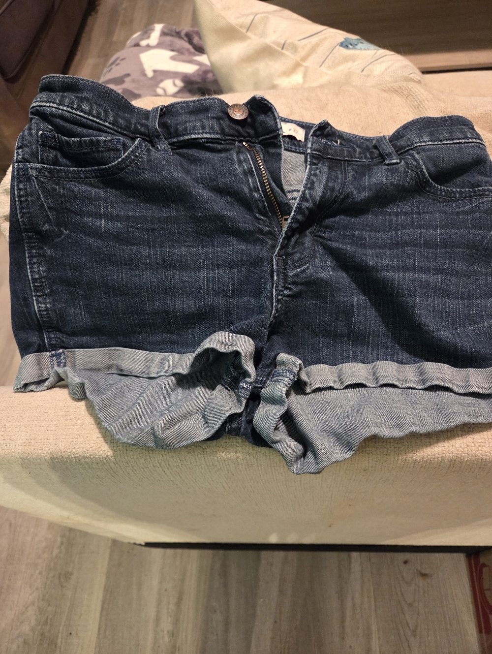 Hollister Dark Blue Rolled-Hem Denim Shorts